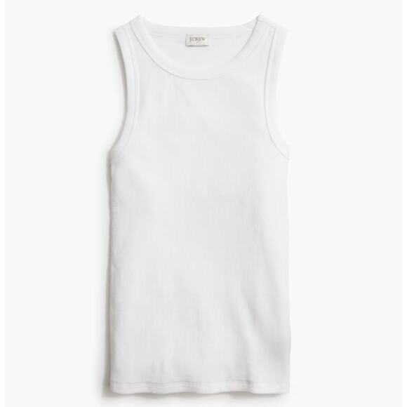 J.Crew Ribbed High-Neck Tank Top Sz S White Slim Fit Stretch Pullover Sleeveless - Picture 3 of 8